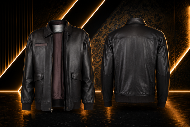Leather Bomber Jacket Hover Image