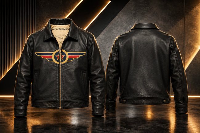 Vintage Aviator Bomber Style Jacket Hover Image