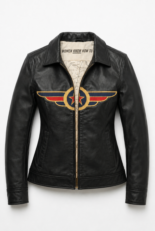 Women's Vintage Aviator Bomber Style Jacket Main Image