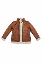 Personalized Men’s Brown B3 Shearling Leather Jacket with Matching Gloves