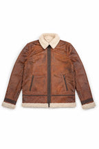 Personalized Men’s Brown B3 Shearling Leather Jacket with Matching Gloves
