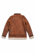 Personalized Men’s Brown B3 Shearling Leather Jacket with Matching Gloves