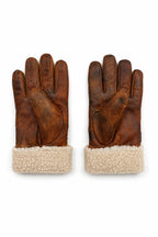Personalized Men’s Brown B3 Shearling Leather Jacket with Matching Gloves