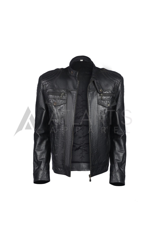 Cafe Racer Leather Jacket Main Image