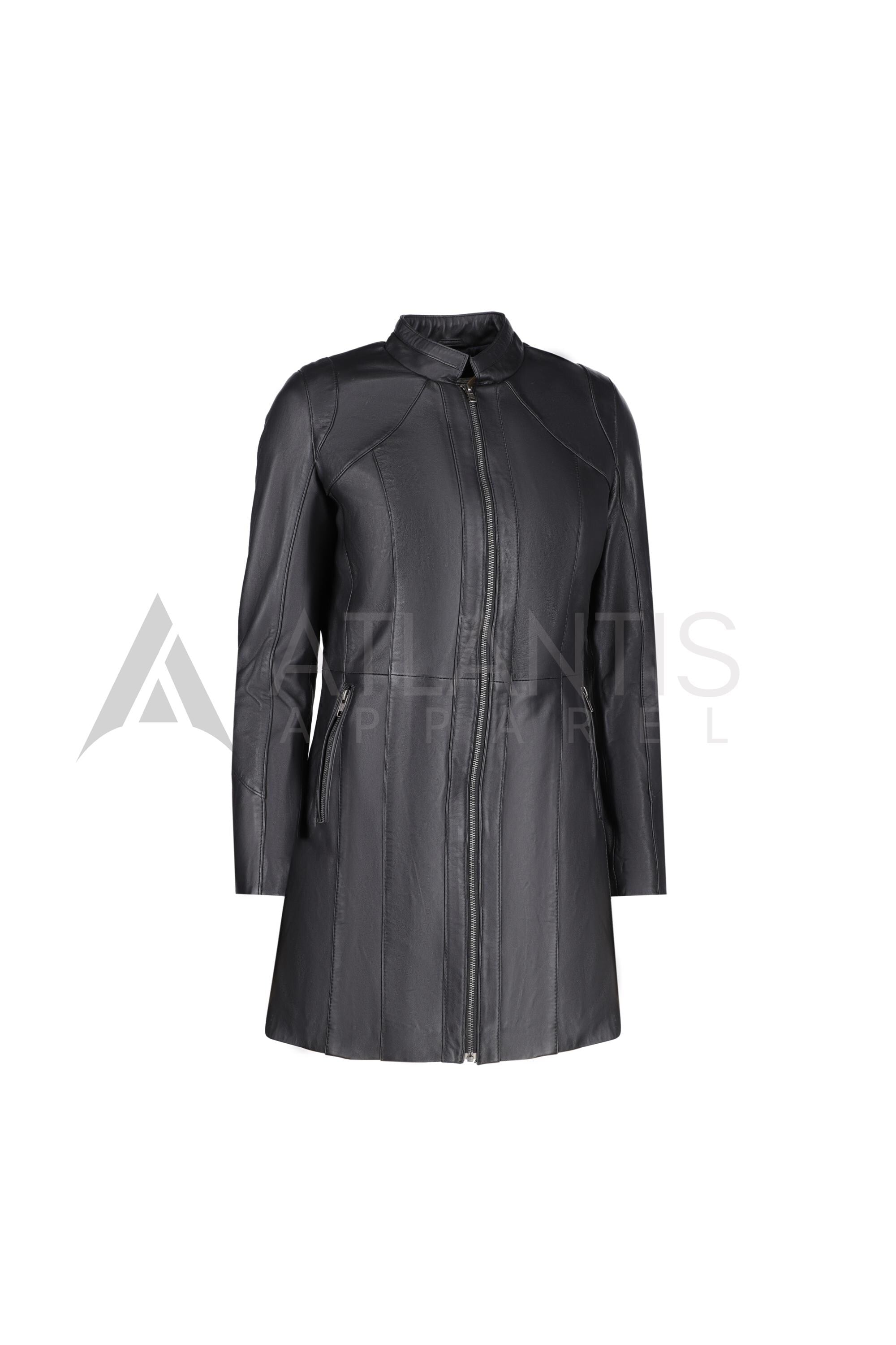 Women Leather Jacket long
